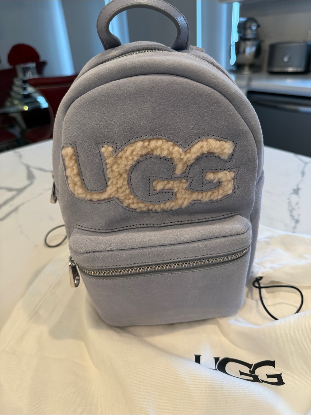 UGG Mini Backpack in Light Lavender with Cream Shearling Logo
